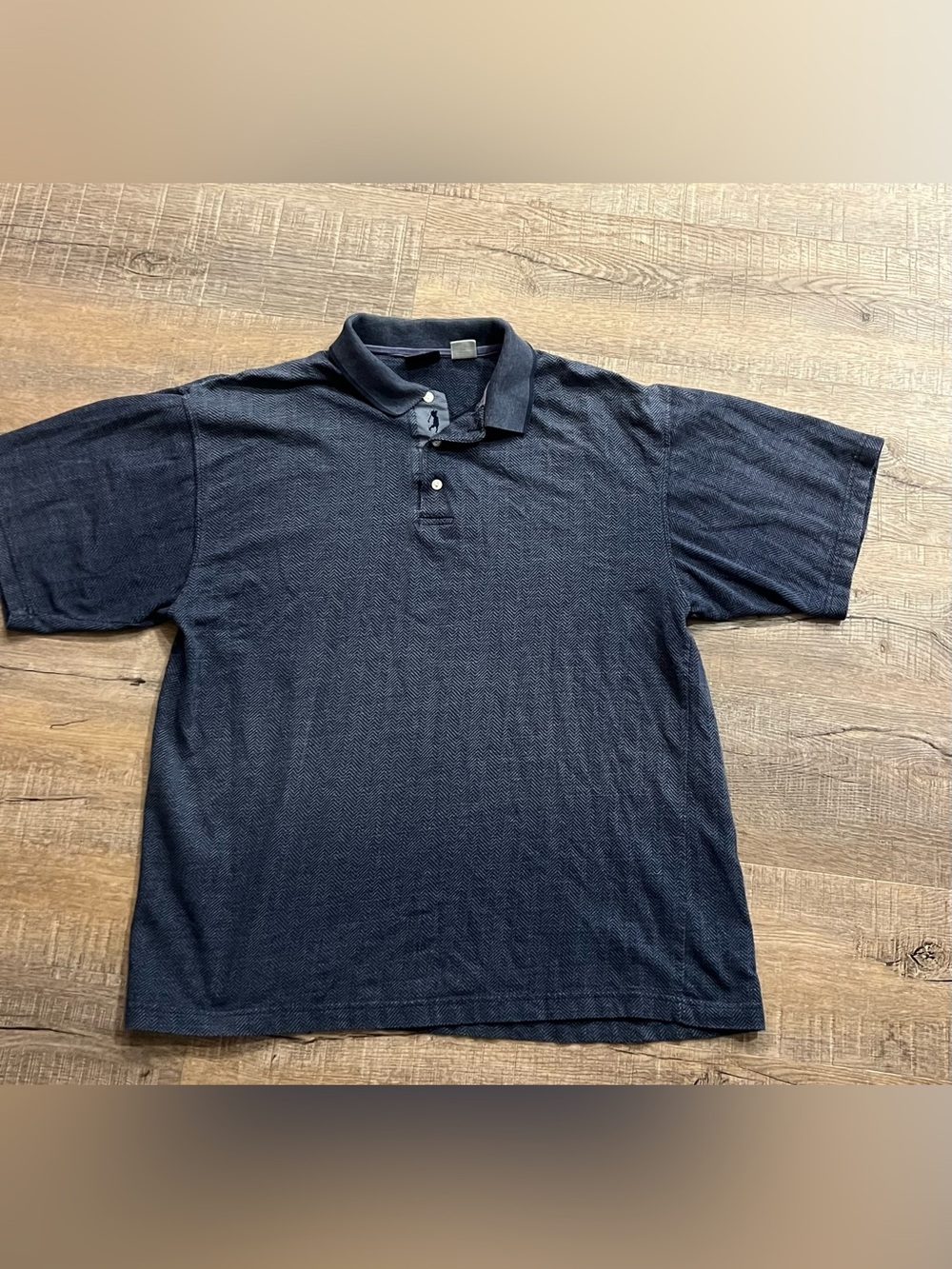 Bugle boy company Men's L Navy Textured Polo Shirt golf